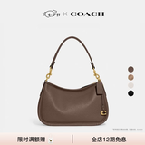 蔻驰（COACH）CARY系列女士经典标志斜挎包单肩马鞍包高级感夏季女包轻奢通勤包 B4/深石灰色