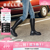 百丽（Belle）显瘦小V靴长筒靴女冬商场款弹力靴A1V1DDG3 黑仙草-微光皮面（绒里） 36 (230mm)