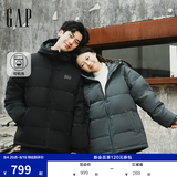 盖璞（GAP）男装秋季款logo宽松连帽泡芙羽绒服百搭简约外套791896 黑色 S (165/88A)亚洲尺码