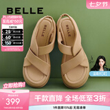 百丽（Belle）简约扭结休闲凉鞋女商场款厚底凉鞋A9S1DBL4 杏色 36 (230mm)