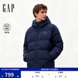 盖璞（GAP）男装秋季款logo宽松连帽泡芙羽绒服百搭简约外套791896 海军蓝 L (175/96A)亚洲尺码 【偏大，建议拍小一码】