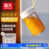富光玻璃杯高硼硅玻璃水杯子女生便携牛奶咖啡刻度高颜值茶杯330ml