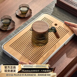 忆壶茶（YIHUTEA）茶盘托盘家用茶台带排水小型沥水储水实木功夫托盘泡茶具竹茶托 大号茶盘（白色）36.5*24cm