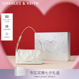 CHARLES&KEITH褶皱手提斜挎小方包腋下包女士生日七夕礼物CK2-80160183 CK2-80160183Cream奶白色 S