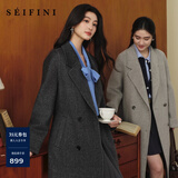诗凡黎（‘S EIFINI）【人生大衣】100%散毛染绵羊毛双面呢大衣25秋冬新款高性价比外套 【中长款】灰色 M