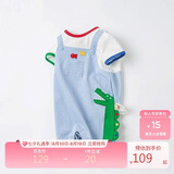 davebella戴维贝拉婴儿衣服新生儿连体衣初生宝宝爬爬服哈衣夏季棉质薄款男DB17261蓝白条纹66cm