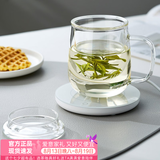 忆壶茶 玻璃茶杯茶具喝水杯子茶道杯 绿茶杯红茶带过滤竹木盖泡茶杯 【保温套装】玻璃盖杯+保温座