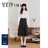 诗凡黎（‘S EIFINI）诗凡黎学院风jk裙新款少女解构黑色高腰显瘦a字半身百褶裙女 黑色 L
