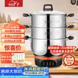 惠当家（Hui Dang Jia）电蒸锅电锅多功能电热锅电炒锅家用无涂层电蒸锅一体电煮锅加厚304不锈钢电火锅G08-32双