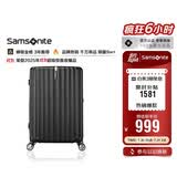 新秀丽行李箱20英寸拉杆箱时尚竖条纹旅行箱包黑色GU9密码登机箱