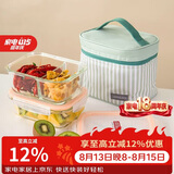乐扣乐扣（LOCK&LOCK）耐热玻璃保鲜盒微波炉饭盒上班学生便当盒分隔餐盒配便当包两件套