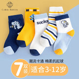 棉十三儿童袜子中筒袜男童新疆棉抗菌防螨大童男孩卡通青少年宝宝秋冬季