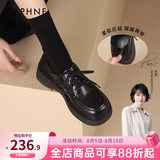 DAPHNE达芙妮乐福鞋女2026春秋新款复古风小皮鞋女森系学院风黑色百搭女单鞋子 黑色 【升级款4CM跟高】 37