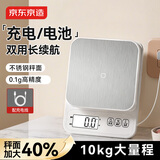 京东京造 电子秤 厨房秤不锈钢食物秤克称精确到0.1g 10kg 电池充电两用
