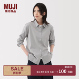 MUJI女式水洗平纹衬衫领长袖衬衫衬衣内搭女装冬季外搭薄款外套 灰色条纹 L （165/88A）