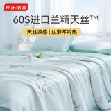 京东京造进口兰精天丝四件套 60支莱赛尔夏天A类床上用品冰丝套件被套床单款 1.8米床浅蓝
