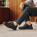 他她（TATA）英伦商务休闲正装皮鞋男软底舒适新款真皮 黑色CM5 41