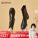 达芙妮（DAPHNE）短靴女瘦瘦靴秋冬季法式粗跟中跟英伦风百搭品牌女靴子2025新款 黑色加绒 37 (235mm) 标准码