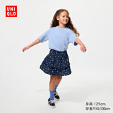 优衣库童装女童针织迷你裙裤短裙短裤半裙484924 69 藏青色 140