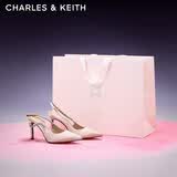 CHARLES&KEITH质感链条尖头高跟凉鞋子女鞋生日礼物送女友CK1-60280377 Beige米色 37 (235)