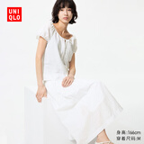 优衣库棉麻打褶长裙女装/半身裙裙子482285 01 乳白色 XS
