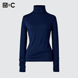 优衣库HEATTECH EXTRA WARM混纺高领T恤/长袖女装9%羊绒478954 478954/69藏青色 2XL