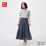 优衣库层叠长裙/常规款女装半身裙26春夏新款484820 484821 484821/69藏青色(条纹) M