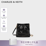 CHARLES&KEITH迷你菱格流浪包单肩斜挎双肩包包女包七夕礼物送女友CK2-60782390 【S号】Black黑色 S