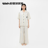 野兽派家居（tbh）睡衣男士井柏然同款 黑豹天丝棉家居服套装 四季可外穿情侣睡衣女 豹子 短袖长裤家居服米白 L