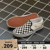 VANS范斯官方 Asher黑白棋盘格夏日一脚蹬女鞋帆布鞋 黑白棋盘格(男款) 42