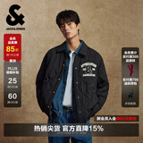 杰克·琼斯（JACK&JONES）男装秋冬翻领字母时尚短款轻薄鸭绒羽绒服男衬衫夹克保暖外套 E41黑色 L 180
