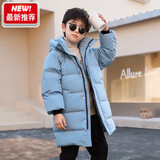 G.duck儿童羽绒棉服2026新款中长款中大童男孩棉袄宝宝冬季加厚洋气外套 浅蓝色 170