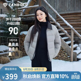 坦博尔轻薄羽绒服女短款翻领宽松舒适衬衫式女士外套330226D 夏云灰165