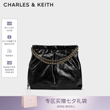 CHARLES&KEITH子母链条大容量流浪包托特包单肩斜挎包女包七夕礼物CK2-40671449 【L号】Black黑色 L