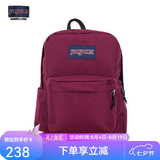 JANSPORT杰斯伯书包轻便双肩包男女旅行包简约背包电脑包学生校园 4QUT04S酒红-侧边袋