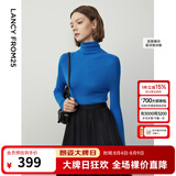 朗姿【C位针织 Basic衣橱】纯羊毛毛针织衫冬季新款修身长袖毛衣 舰队蓝色 M