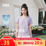 森马（Semir）短袖t恤女短款合体显瘦正肩内搭26夏凉感修身打底衫109326100001