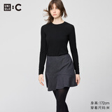 优衣库HEATTECH EXTRA WARM混纺圆领T恤/长袖女装9%羊绒478955 478955/09黑色 M