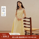 茵曼（INMAN）法式方领收腰显瘦吊带连衣裙2026夏季新品女装高级感气质裙子 鹅黄色-小个子版18625668 S