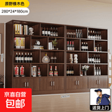 酒柜展示柜客厅靠墙一体置物架2026新款书柜背景柜商用货柜储物 【八门-加厚板材】原野橡木色280*24*180cm