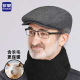罗蒙羊毛帽男秋冬季护耳鸭舌前进帽子送爸爸长辈大码防风防寒加厚