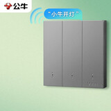 公牛（BULL）智能开关 语音/手动控制 无需联网 三位遥控开关 灰色GTQ312