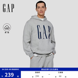 GAP男女装春款logo印花抓绒宽松套头连帽衫卫衣786923 浅灰色 2XL (185/104A) 亚洲尺码