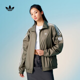 adidas复古风休闲梭织立领夹克外套男女秋季阿迪达斯官方三叶草   岩层橄榄绿   XL