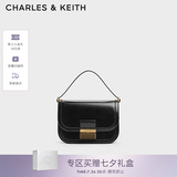 CHARLES&KEITH金属扣翻盖复古豆腐包单肩包包女包生日礼物送女友CK2-80782444 Black黑色 M
