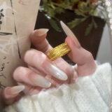 老字号999足金包银戒指腰缠万贯戒指宽面新款情侣对戒送女友礼物 腰缠万贯/一对 14码