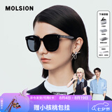 MOLSION七夕礼物陌森太阳镜韩版大框百搭墨镜高清驾驶镜防晒MS3025 MS3025C10 镜框：亮黑 镜片：灰色偏光