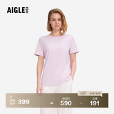 AIGLE艾高轻奢短袖T恤春夏经典款DFT户外速干透汽上衣抗菌女 薰浅粉红 AT496 L (170/92A)