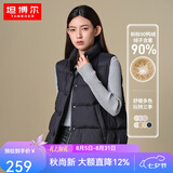 坦博尔秋冬羽绒服短款女士马甲背心90鸭绒休闲保暖外套TD236006 黑色 2XL (180)
