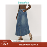 茵曼（INMAN）【100%棉】绣花立领休闲衬衫2026秋季女装新款宽松长袖衬衣上衣 牛仔蓝半身裙-18438189 L （裤子 28码）